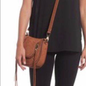 Rebecca minkoff suede camel tan mini zip vanity crossbody